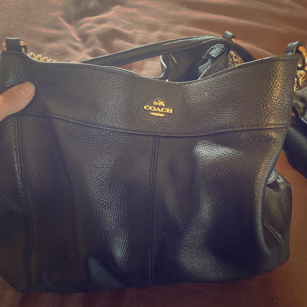 Authentic black leather Coach bag